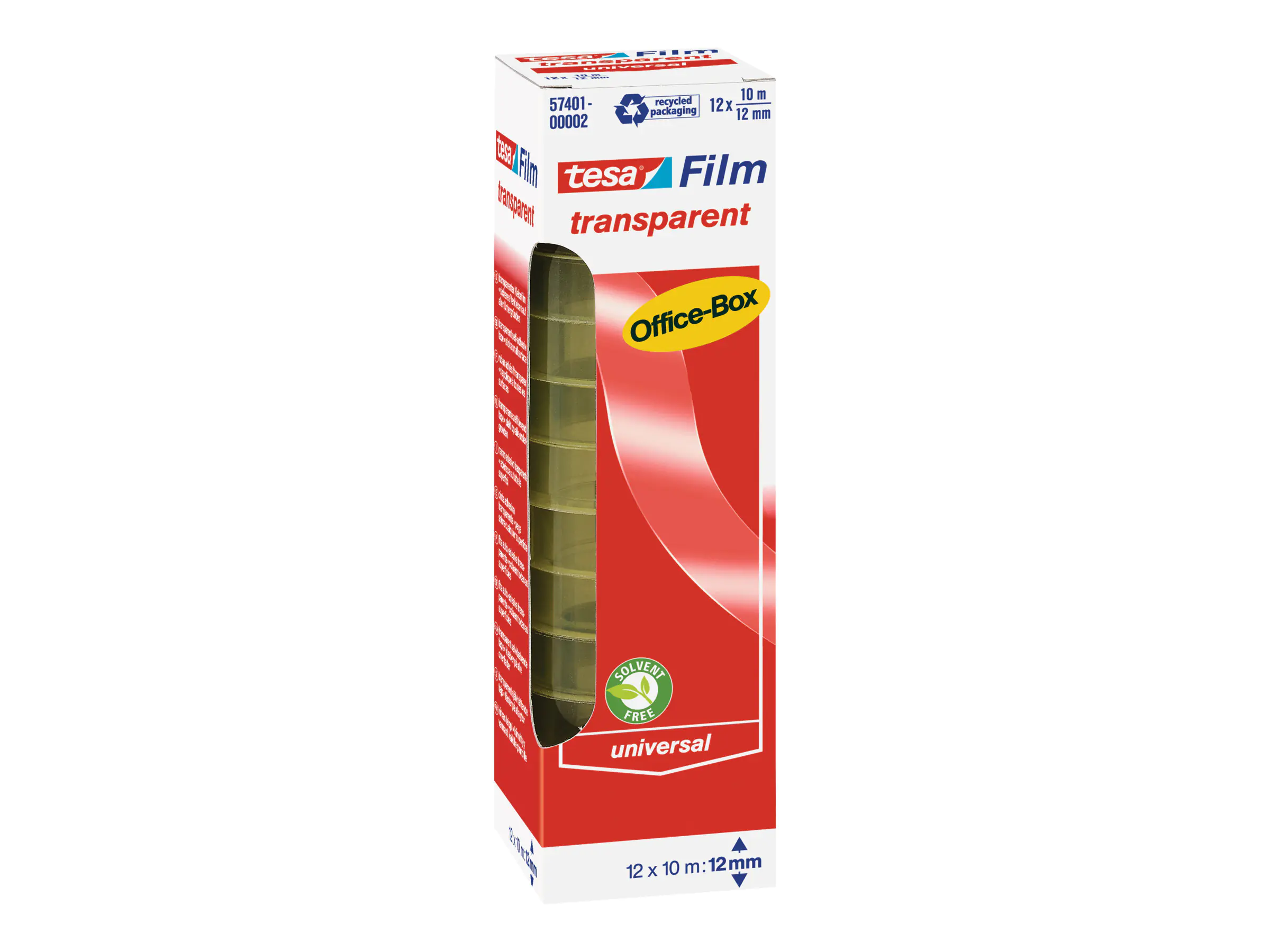 Tesa Tesafilm - Büro-Klebeband - 12 mm x 10 m - Polypropylenfolie - transparent (Packung mit 12) 57401-00002-02