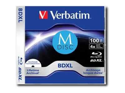 Verbatim M-Disc - BD-R XL - 100 GB 4x - mit Tintenstrahldrucker bedruckbare Oberfläche - Jewel Case (Schachtel)