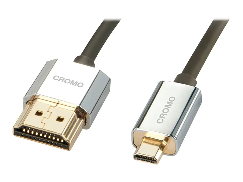 Lindy CROMO Slim High-Speed-HDMI-Kabel mit Ethernet - HDMI-Kabel mit Ethernet - 19 pin micro HDMI Type D männlich zu HDMI männlich - 2 m - abgeschirmt