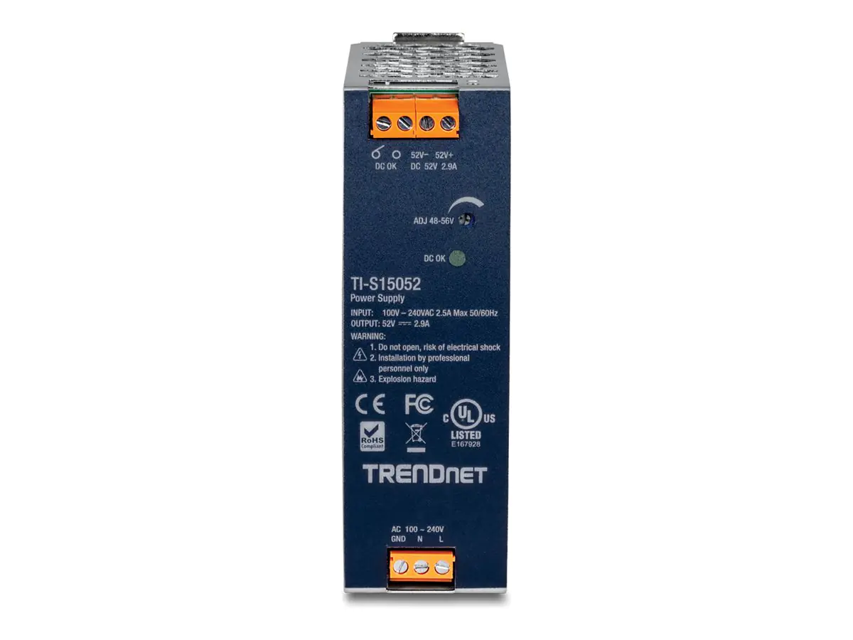 TRENDnet - Netzteil (DIN-Schienenmontage möglich) - Wechselstrom 100-240 V - 150 Watt - aktive PFC - TAA-konform