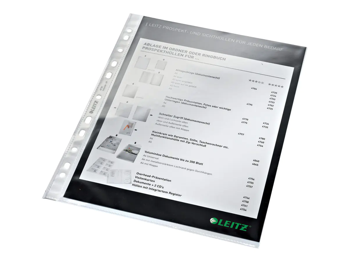 Esselte Leitz Standard - Schutzhülle - für A4 (210 x 297 mm), 220 x 300 mm - kristallklar (Packung mit 100) 47700002