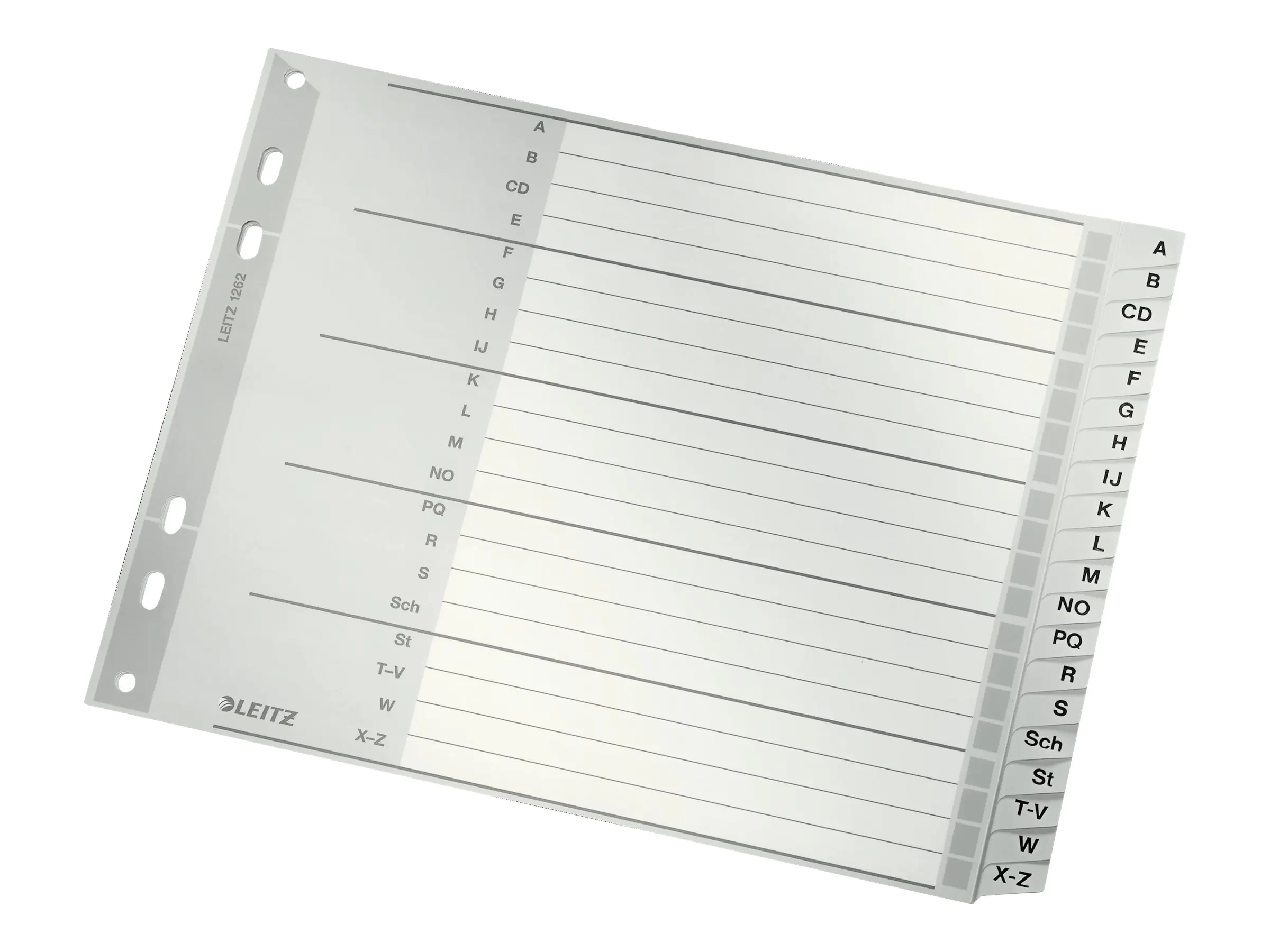 Leitz Register 12620000 A-Z DIN A4 Überbreite 20teilig PP grau