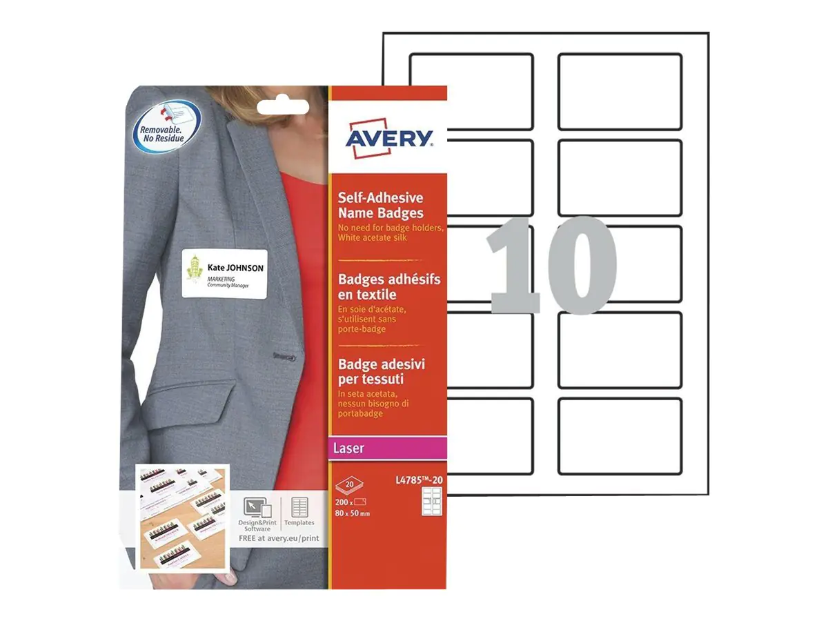 Avery Zweckform Avery - Selbstklebend - weiß - 50 x 80 mm 200 L4785-20
