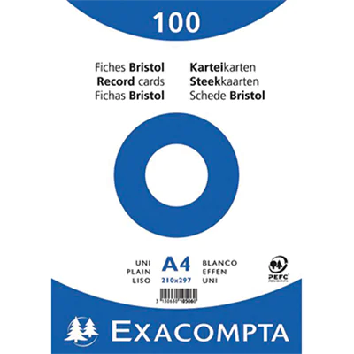 Exacompta Karteikarte 10506E DIN A4 blanko weiß 100 St./Pack.