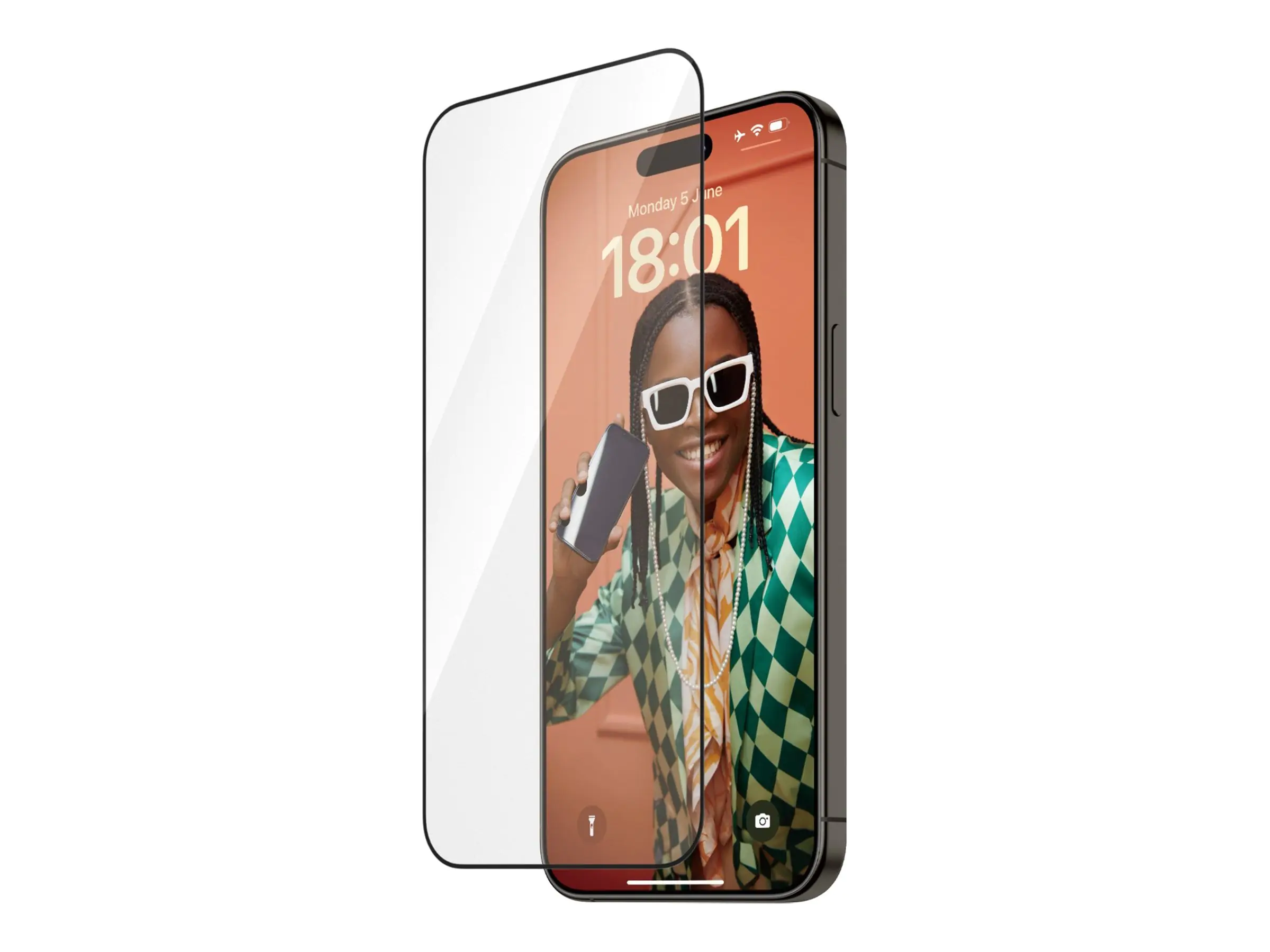 PanzerGlass Re:fresh - Bildschirmschutz für Handy - ultrabreite Passform mit EasyAligner - Glas - Rahmenfarbe schwarz - für Apple iPhone 15 Pro Max
