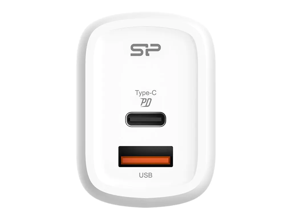 Silicon Power QM25 - Netzteil - 30 Watt - 3 A - PD, QC 3.0 - 2 Ausgabeanschlussstellen (USB-C, USB) SP30WASYQM252PCW