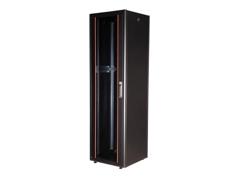 Equip Basic Flex Line - Schrank Netzwerkschrank - 600x600 mm, mit Glastür, abnehmbare und abschließbare Paneele, montiert - freistehend - Schwarz, RAL 9005 - 42HE - 48.3 cm (19") EBF-42-6060-B-BAAA