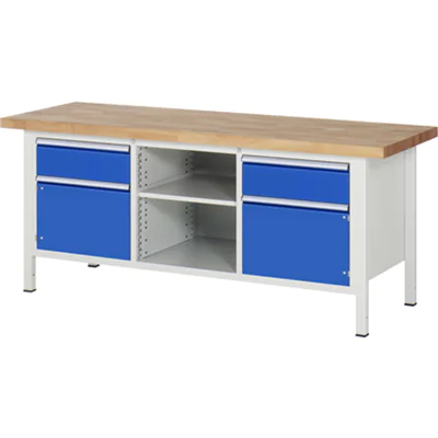 RAU Werkbank Werkbank 8000 2.000 x 840-1.040 x 700 mm (B x H x T) enzianblau lichtgrau