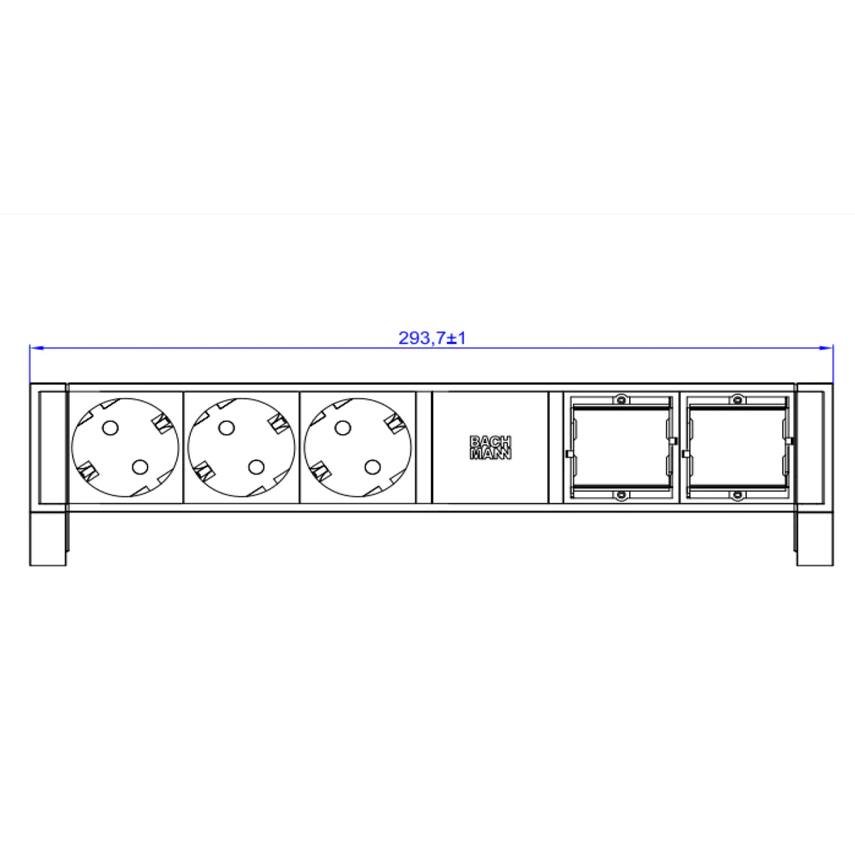 Bachmann DESK2 3xCEE7/3 2xCM 902.607Strom 0 2m GST18 RAL9005