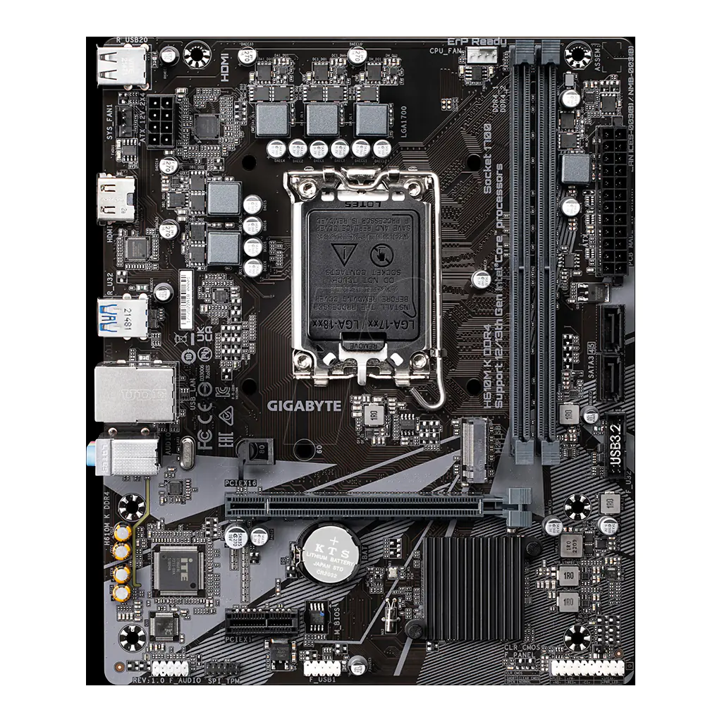 Gigabyte H610M K DDR4 - 1.0 - Motherboard - micro ATX - LGA1700-Sockel - H610 Chipsatz - USB 3.2 Gen 1 - Gigabit LAN - Onboard-Grafik (CPU erforderlich) - HD Audio (8-Kanal)