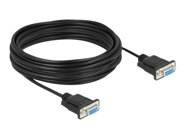 Delock - Nullmodemkabel - DB-9 (W) zu DB-9 (W) - 10 m - Daumenschrauben - Schwarz