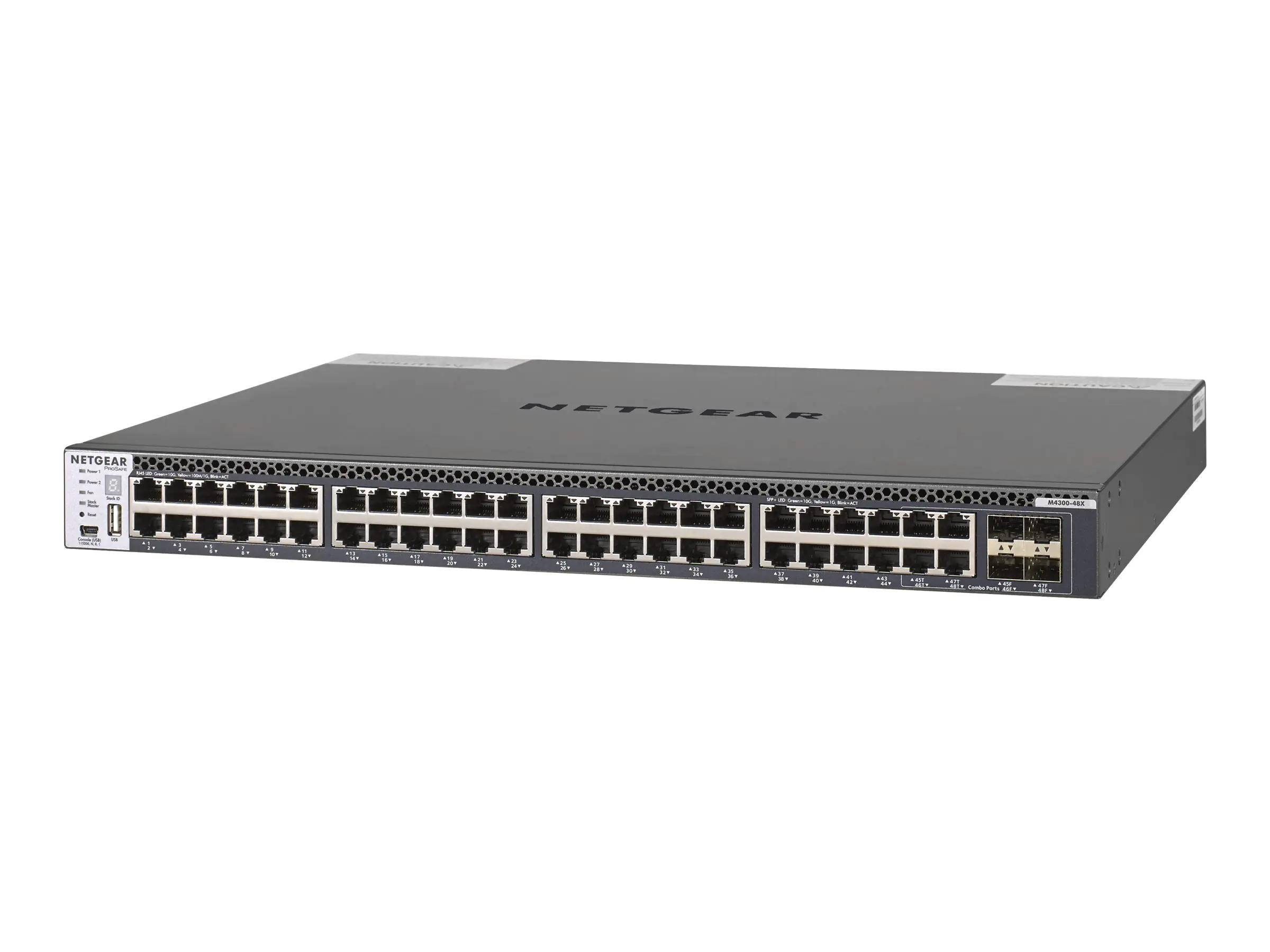 NETGEAR M4300-48X - Switch - L3 - managed - 48 x 10 Gigabit Ethernet + 4 x 10 Gigabit SFP+, gemeinsam genutzt - Luftstrom von vorne nach hinten - an Rack montierbar