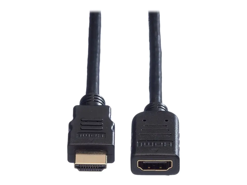 Secomp VALUE HDMI High Speed Cable with Ethernet - HDMI-Verlängerungskabel mit Ethernet - HDMI weiblich zu HDMI männlich - 5 m - abgeschirmt - Schwarz