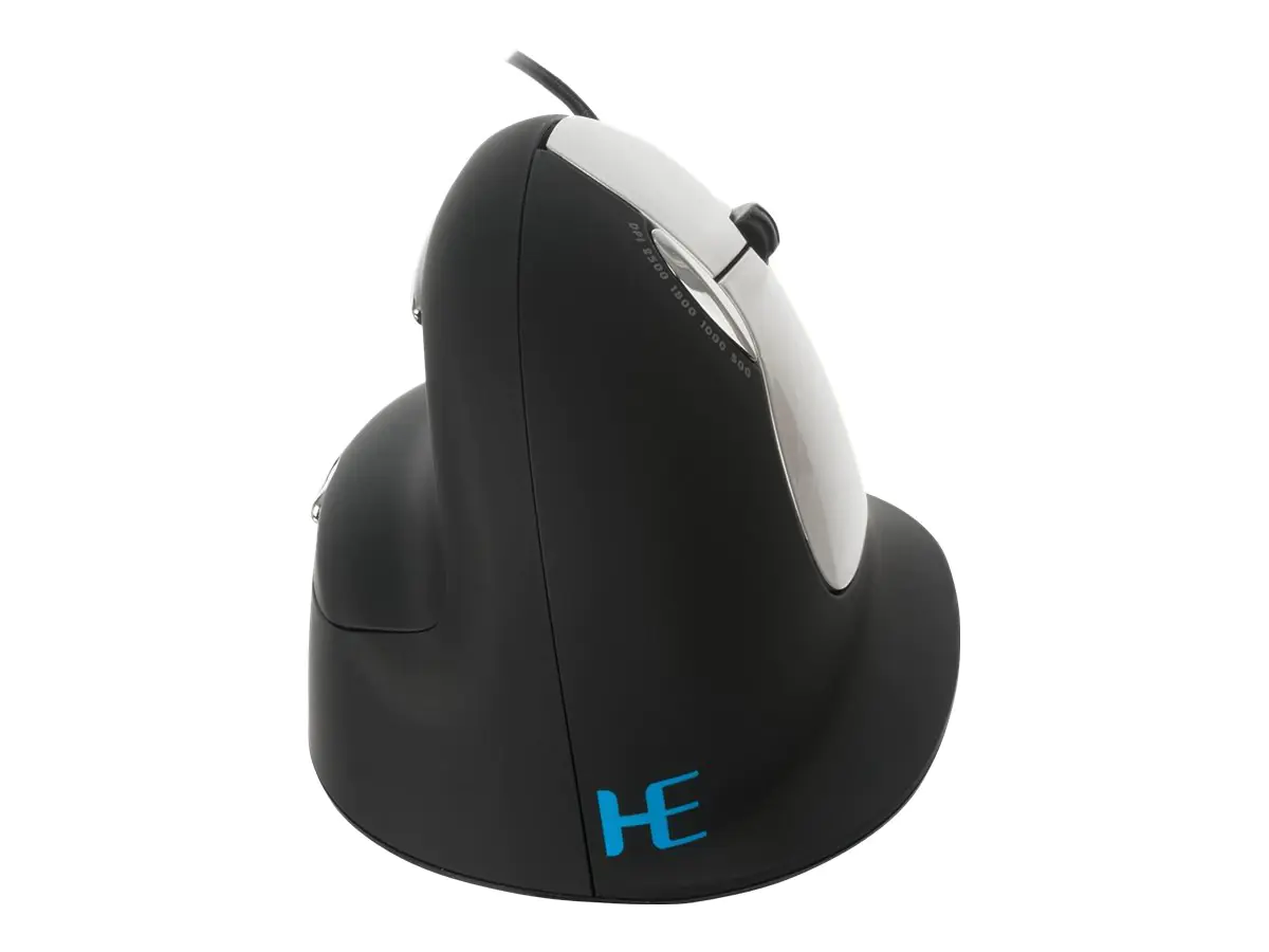 R-Go Ergonomische Maus HE Break - Vertikale Maus - ergonomisch - Für Rechtshänder - 5 Tasten - kabelgebunden - USB - Schwarz