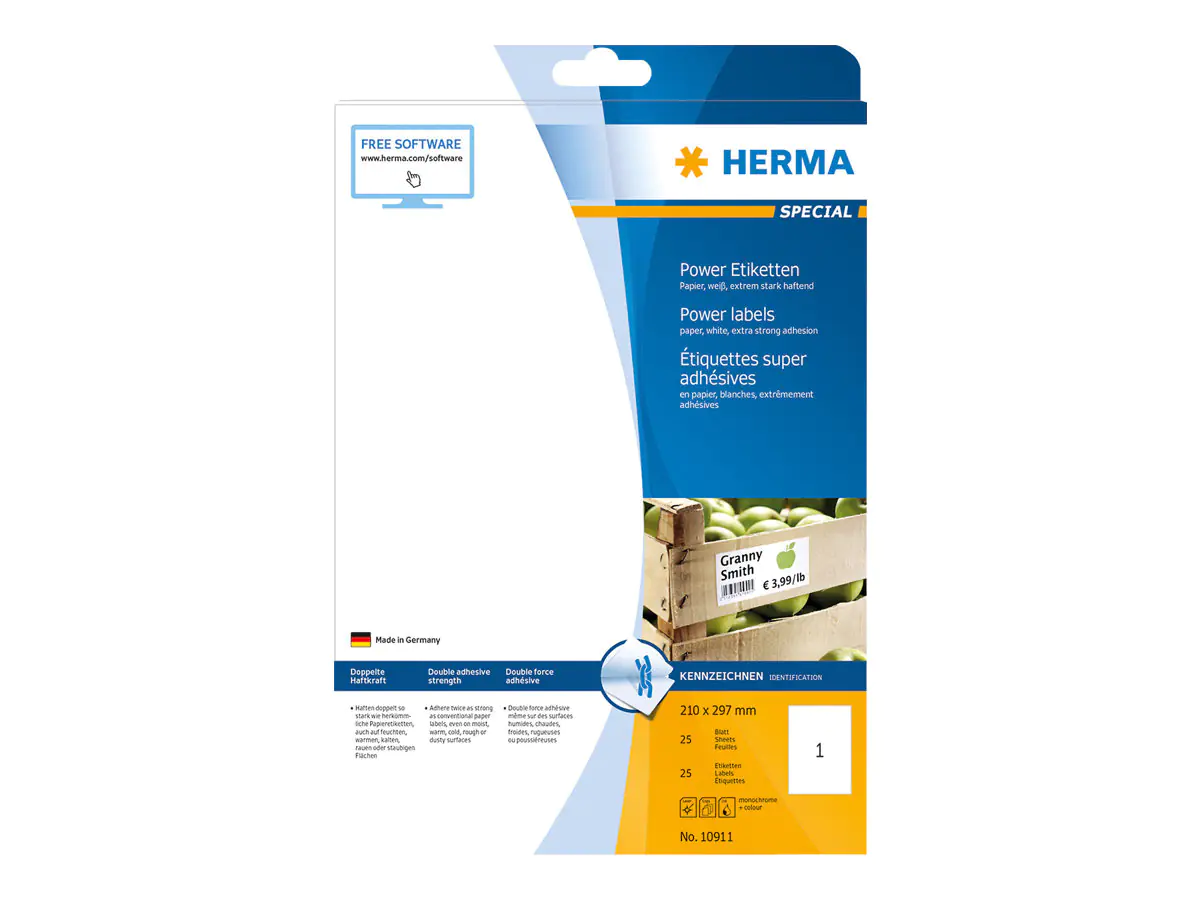 HERMA Special Power Labels - Papier - matt - extrem stark haftend - weiß - A4 (210 x 297 mm) 10911