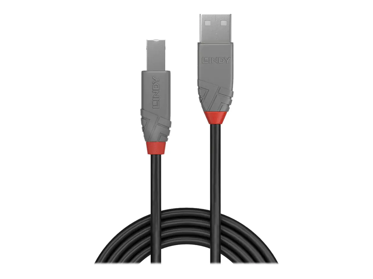 Lindy Anthra Line - USB-Kabel - USB (M) zu USB Typ B (M) - USB 2.0 - 50 cm - rund - Schwarz