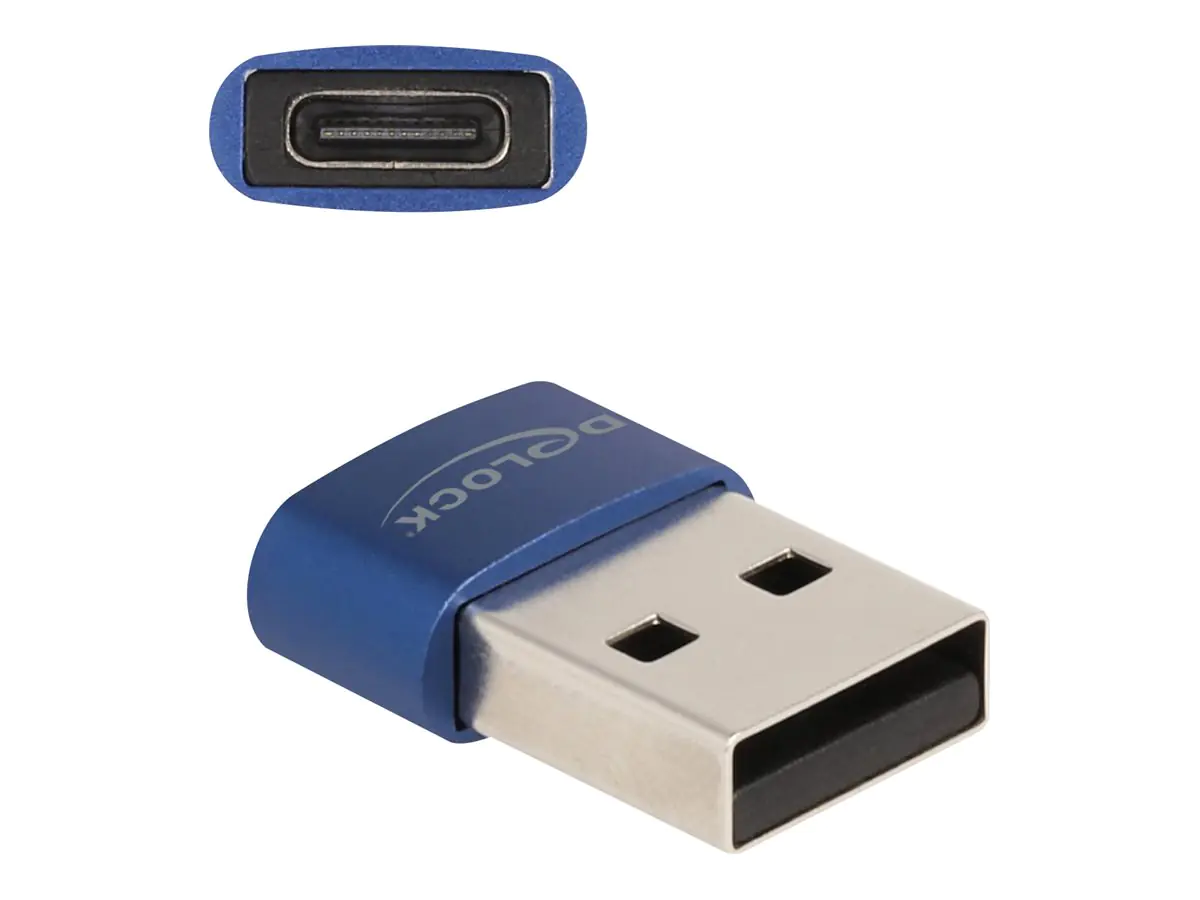 Delock - USB-Adapter - USB (M) zu 24 pin USB-C (W) - USB 2.0 - 5 V - 3 A - Blau