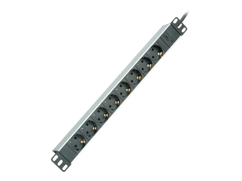 Roline - Steckdosenleiste (Rack - einbaufähig) - 250 V - 2300 Watt - Eingabe, Eingang IEC 60320 C14 - Ausgangsanschlüsse: 8 - 1U - 48.3 cm (19") - 2 m - Hellgrau, RAL 7035, Aluminium