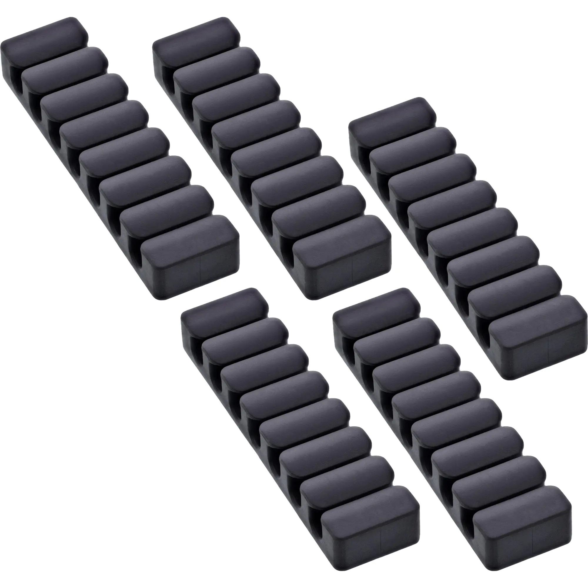 InLine 5er Pack Kabelclip - 7-fach - selbstklebend - schwarz