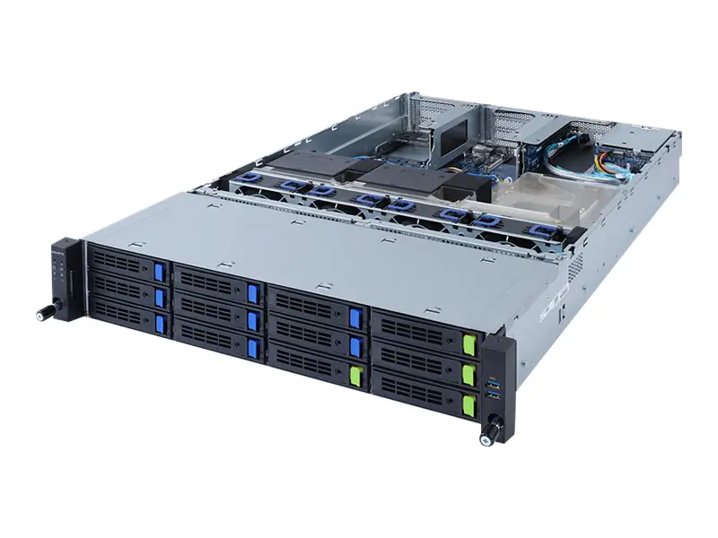 Gigabyte R262-ZA2 (rev. 100) - Server - Rack-Montage - 2U - 1-Weg - keine CPU - RAM 0 GB - SATA/PCI Express - Hot-Swap 6.4 cm, 8.9 cm (2.5", 3.5") Schacht/Schächte - keine HDD - AST2500 - GigE - kein Betriebssystem - Monitor: keiner