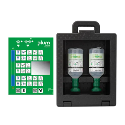 PLUM Augenspülstation iBox 2 42,5 x 29,4 x 13,5 cm (B x H x T) 2 x 500 ml Plum Eyewash (4604), Piktogrammtafel Polypropylen schwarz