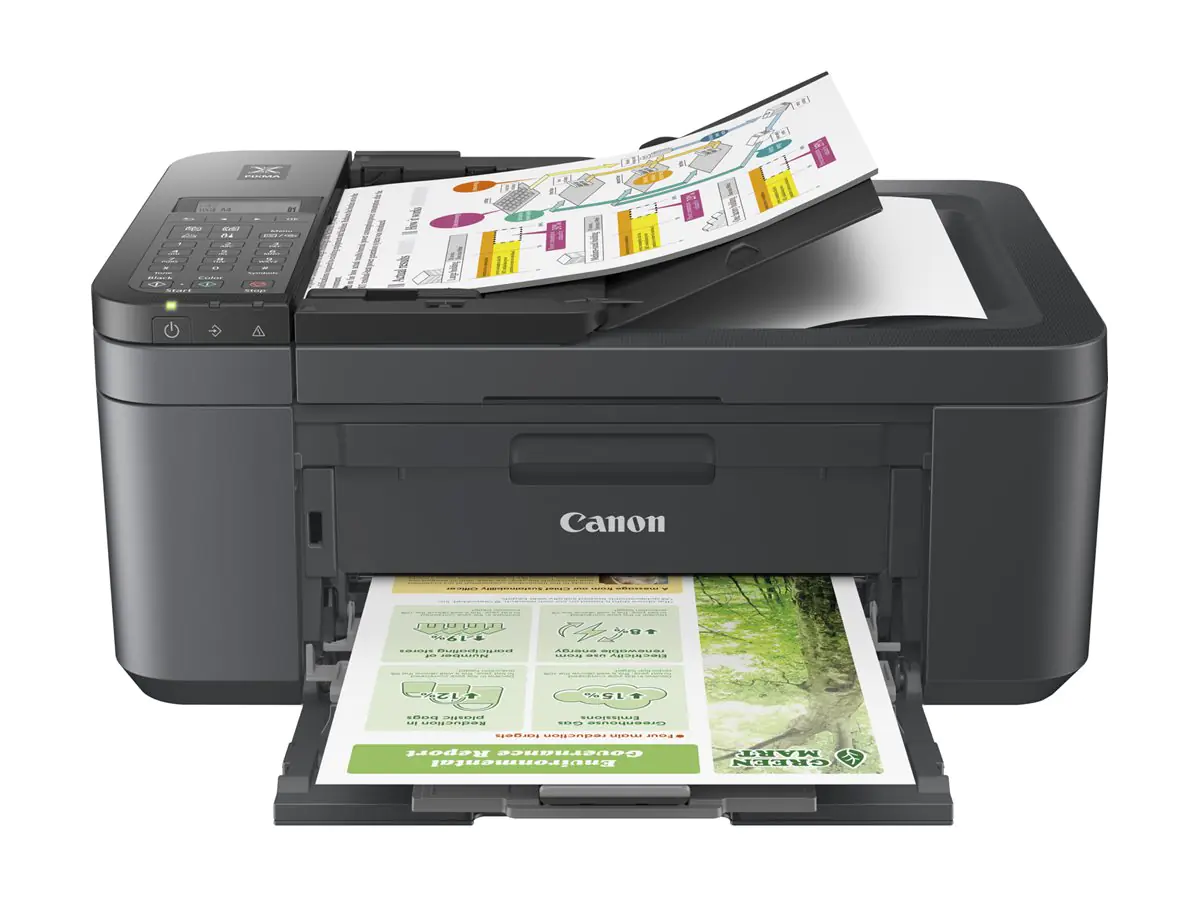 Canon PIXMA TR4755i - Multifunktionsdrucker - Farbe - Tintenstrahl - A4 (210 x 297 mm), Legal (216 x 356 mm) (Original) - A4/Legal (Medien) - bis zu 6.4 Seiten/Min. (Kopieren) - bis zu 8.8 ipm (Drucken) - 100 Blatt - 33.6 Kbps - USB 2.0, Wi-Fi(n) - Schwar