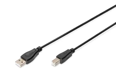 ASSMANN - USB-Kabel - USB Typ B (M) zu USB (M) - USB 2.0 - 3 m - geformt - Schwarz