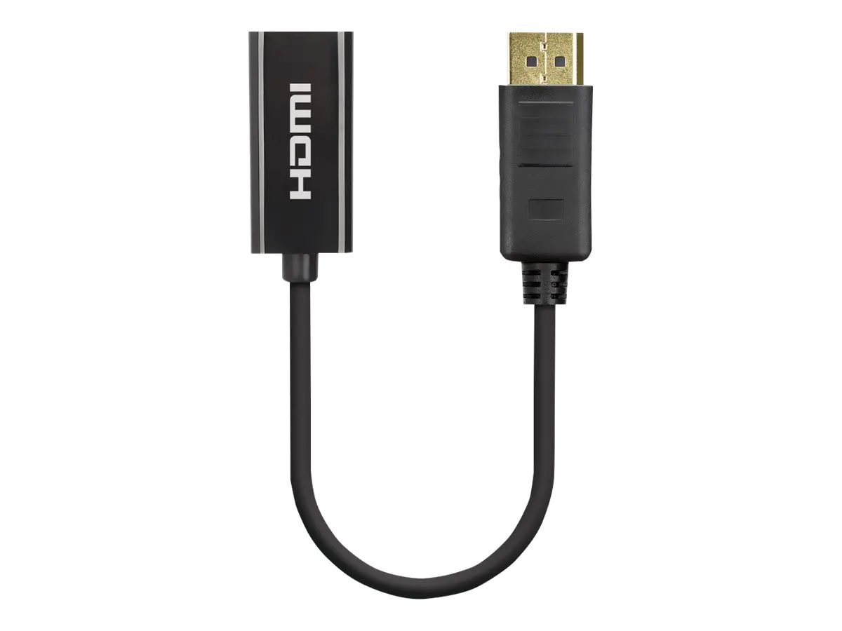 Manhattan DisplayPort 1.2 to HDMI Active Adapter, 4K@60Hz, 15cm, Male to Female, DP With Latch, Black, Not Bi-Directional, Three Year Warranty, Polybag - Videoadapter - DisplayPort männlich zu HDMI weiblich - 15 cm - Schwarz - Support von 4K 60 Hz