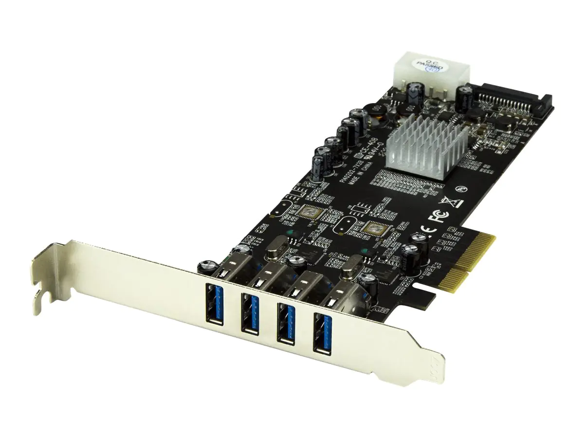StarTech 4-Port USB 3.0 PCI Express Card Adapter - PCIe SuperSpeed USB 3.0 Expansion Card w/ 2 Dedicated 5Gbps Channels (PEXUSB3S42V) - USB-Adapter - PCIe x4 - USB 3.0 x 4 - für P/N: BNDTB10GI, BNDTB210GSFP, BNDTB310GNDP, BNDTB410GSFP, BNDTB4M2E1, BNDTBUS