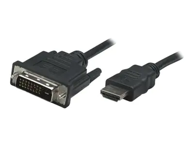 Manhattan HDMI to DVI-D 24+1 Cable, 1m, Male to Male, Black, Dual Link, Compatible with DVD-D, Lifetime Warranty, Polybag - Adapterkabel - Dual Link - HDMI männlich zu DVI-D männlich - 1 m - abgeschirmt - Schwarz - geformt, Daumenschrauben, 1080p-Unterstü
