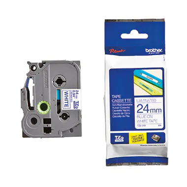 Brother TZe-253 - Blau auf weiß - Rolle (2,4 cm x 8 m) 1 Kassette(n) laminiertes Band - für Brother PT-D600, P750, P950; P-Touch PT-D800, E550, P900, P950; P-Touch Cube Pro PT-P910