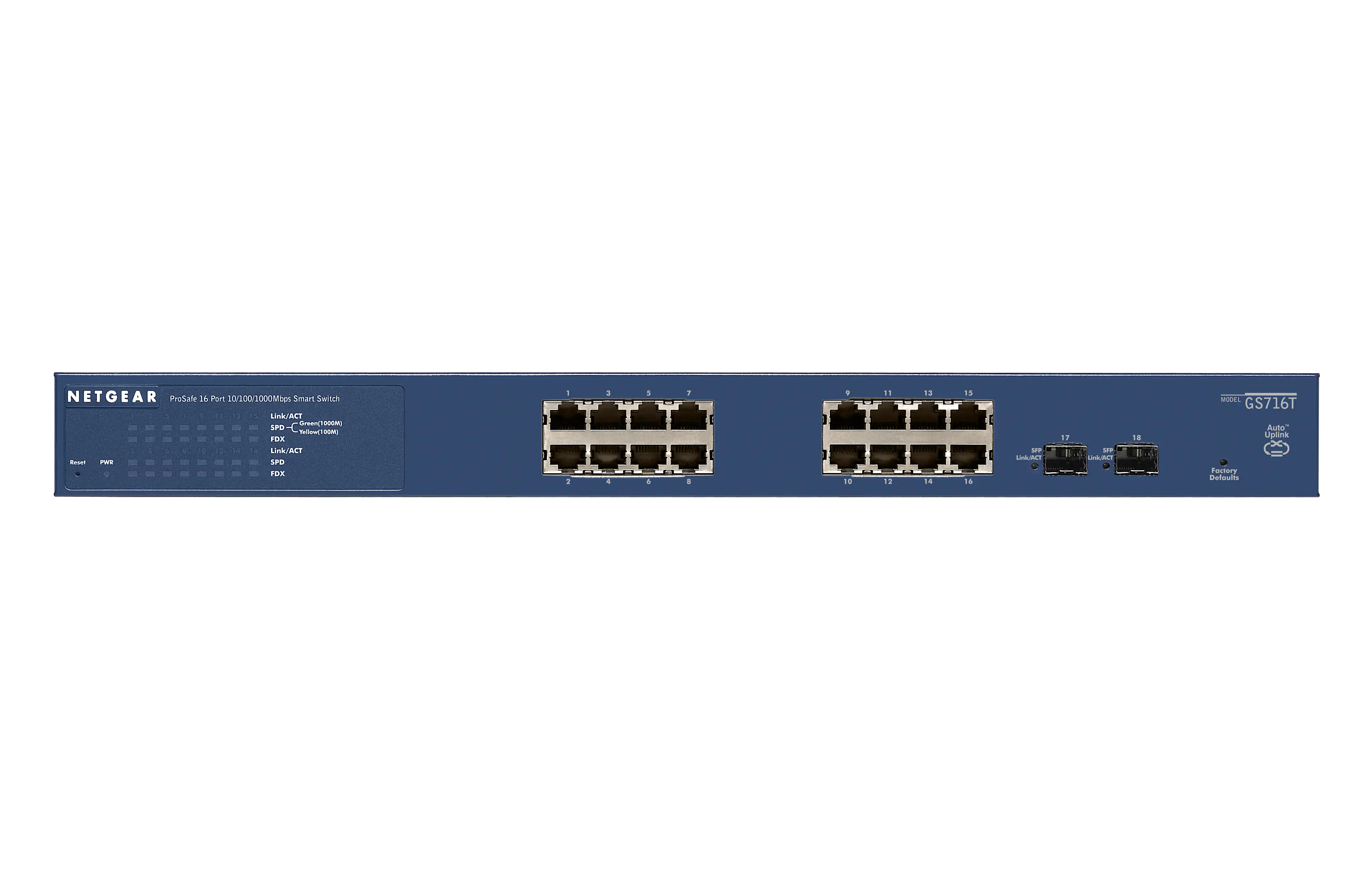 NETGEAR Smart GS716T - V3 - Switch - L3 Lite - managed - 16 x 10/100/1000 + 2 x Gigabit SFP - Desktop, an Rack montierbar