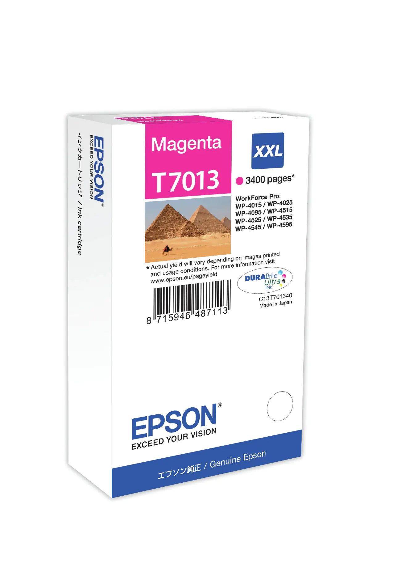 Epson T7013 - 34.2 ml - Größe XXL - Magenta - original - Blisterverpackung - Tintenpatrone - für WorkForce Pro WP-4015 DN, WP-4095 DN, WP-4515 DN, WP-4525 DNF, WP-4595 DNF