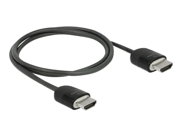 Delock Premium - Premium Highspeed - HDMI-Kabel mit Ethernet - HDMI männlich zu HDMI männlich - 1 m - dreifach abgeschirmtes Twisted-Pair-Kabel - Schwarz - 4K Unterstützung, Dolby DTS-HD Master Audio-Unterstützung