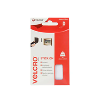 Velcro Stick On - Selbstklebendes Klettband - 2 cm x 0.5 m - weiß