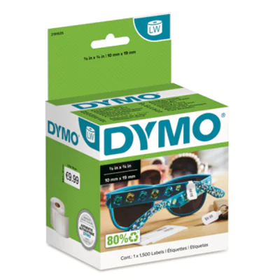 Dymo Original LW 2-fach Preisschild-Etiketten | 10 mm x 19 mm | Etiketten für LabelWriter Etikettendrucker | 1 Rolle mit 1500 Preisschild-Aufklebern, Selbstklebendes Druckeretikett, DYMO, Forest Stewardship Council (FSC) Mix, Belgien 2191635