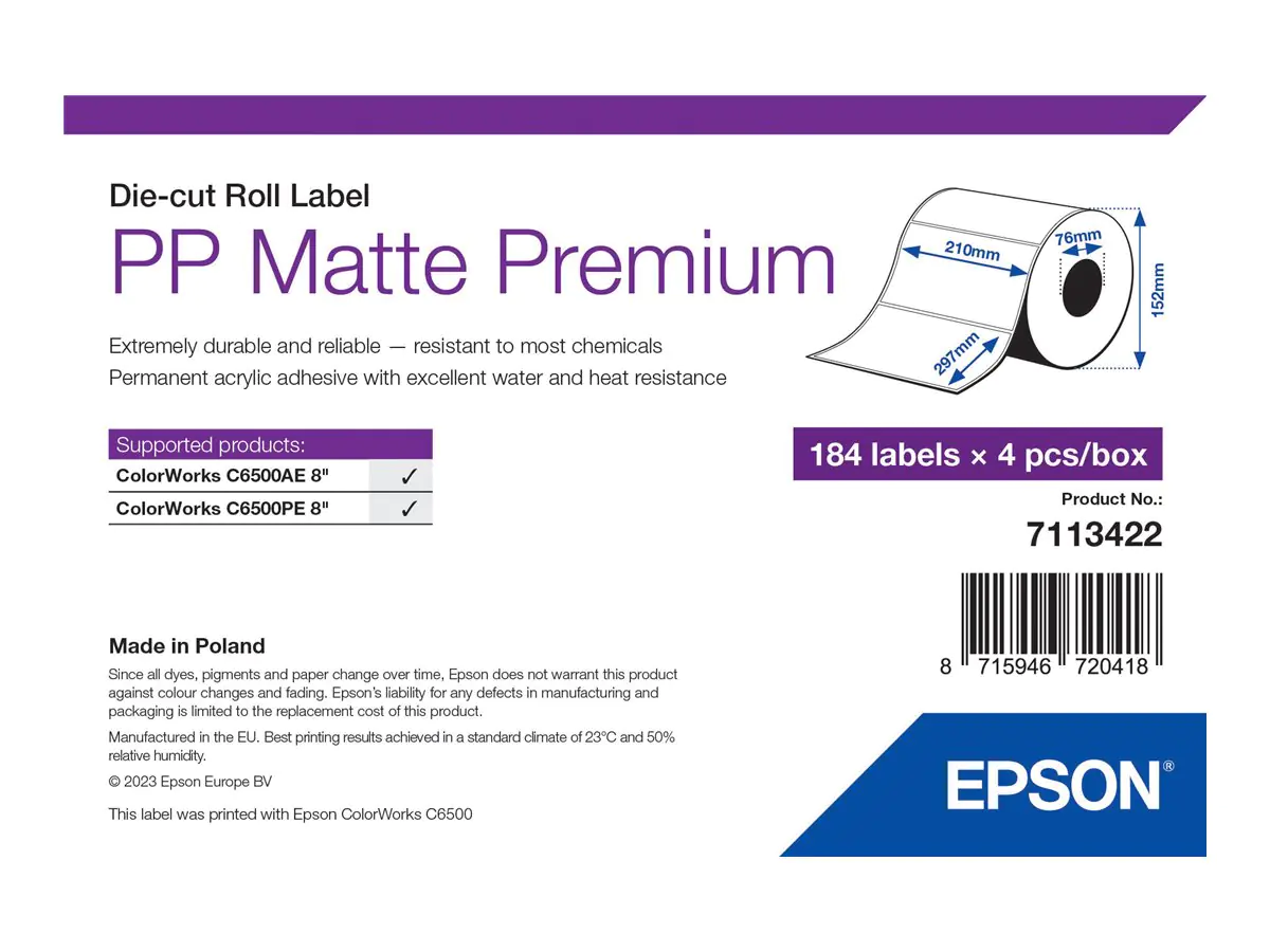 Epson Premium - Polypropylen (PP) - matt - permanenter Acrylklebstoff - A4 (210 x 297 mm)