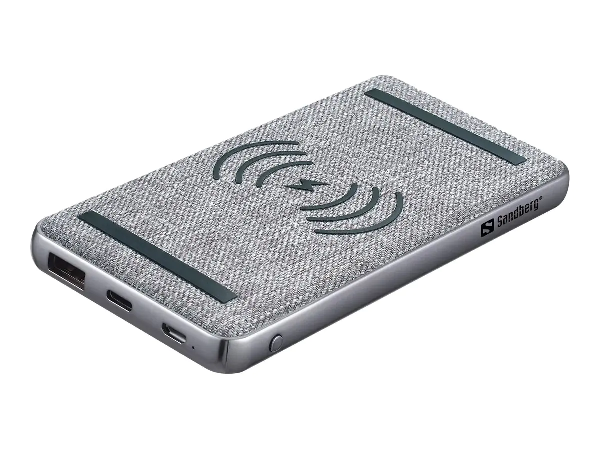 SANDBERG Induktive Power Bank - Li-Pol - 10000 mAh - 37 Wh - 3 A - PD, QC 3.0 - 2 Ausgabeanschlussstellen (USB, USB-C)