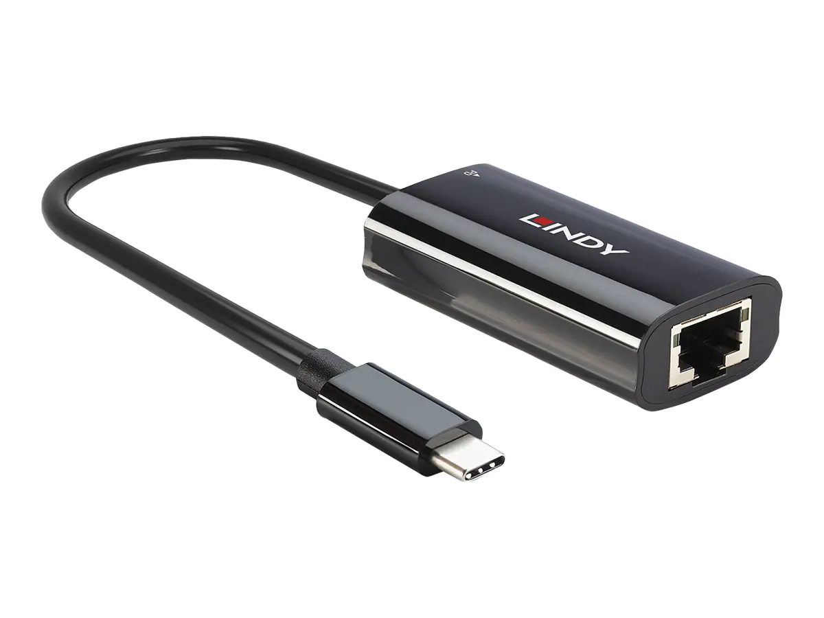 Lindy - Netzwerkadapter - USB-C 3.2 Gen 1 - Gigabit Ethernet x 1 + USB (nur Spannungsversorgung) x 1 - Schwarz