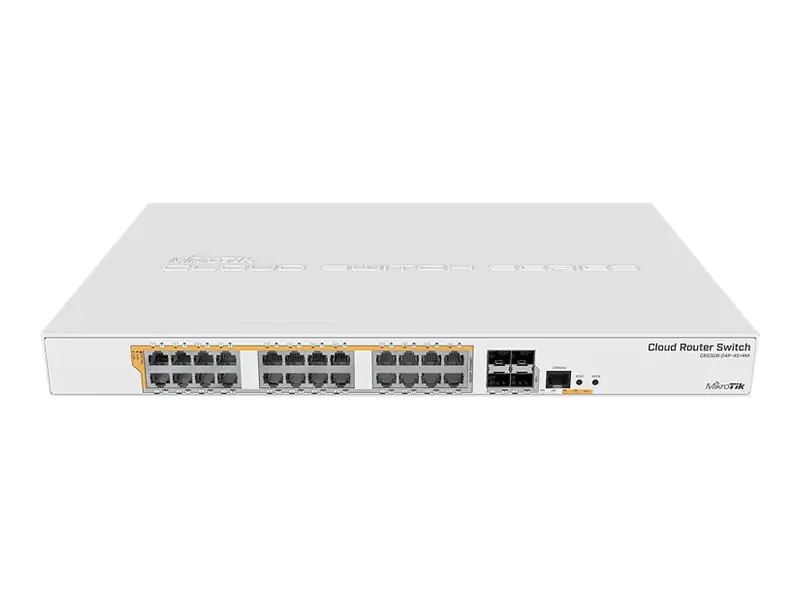 MikroTik Cloud Router Switch CRS328-24P-4S+RM - Switch - L3 - managed - 24 x 10/100/1000 (PoE) + 4 x 10 Gigabit SFP+ - an Rack montierbar - PoE+ (450 W)