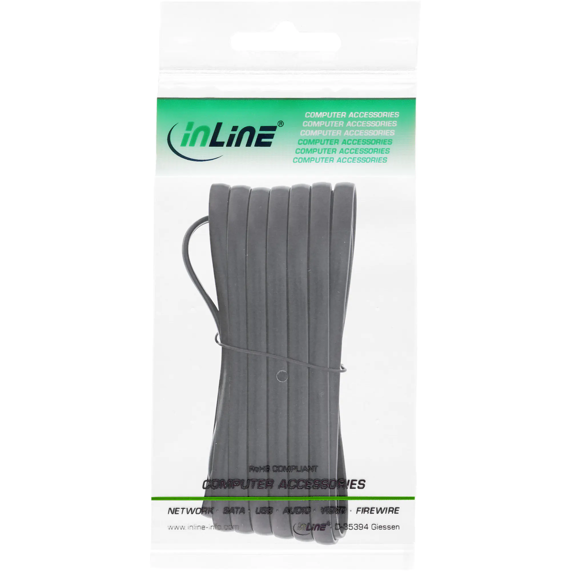 InLine Modular Verlängerung - RJ12 Stecker / Buchse - schwarz - 10 m 18837