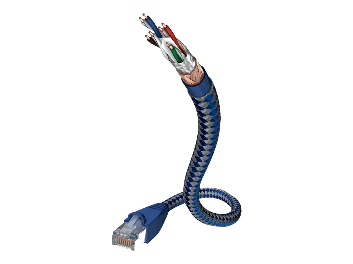 in-akustik Premium - Netzwerkkabel - RJ-45 (M) bis RJ-45 (M) - 1 m - SF/UTP - CAT 6 - geschirmt, ohne Haken - Blau, Silber