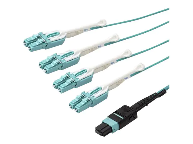 StarTech MTP to LC Breakout Cable - 30 ft / 10m - OM3 Multimode - 40Gb - Pull Tab - Plenum - MPO / MTP Connector - Fiber Optic Cable (MPO8LCPL10M) - Kabelpeitsche - MTP/MPO-Multi-Modus (W) Push/Pull zu LC Multi-Mode (M) Push/Pull - 10 m - Glasfaser - 50/1