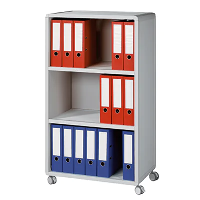 PAPERFLOW Rollwagen 3 Fächer Polystyrol grau 381K2.02
