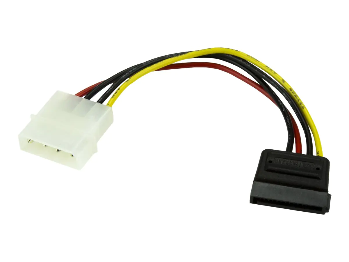 StarTech.com 15cm 4 Pin Molex auf SATA Kabel - LP4 / Serial-ATA Stromadapter - S-ATA 15 Pin Buchse / 4 Pin LP-4 Stecker - Stromkabel - SATA-Stromstecker (M) SATAPOWADAP