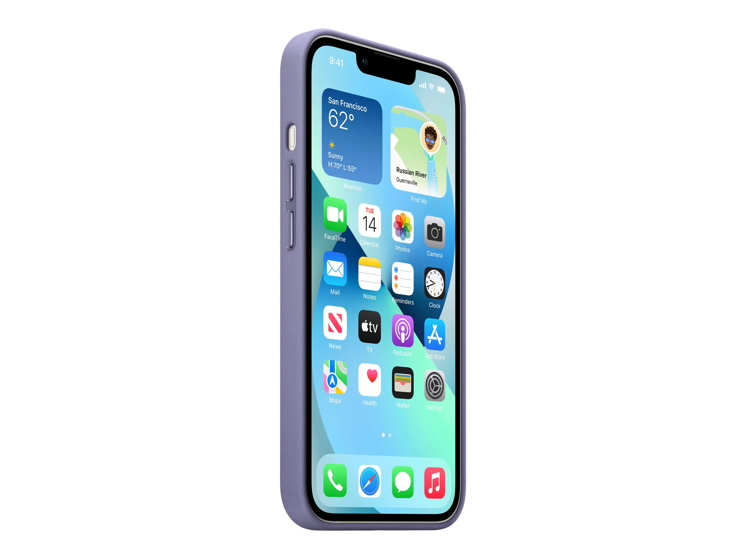 Apple - Hintere Abdeckung für Mobiltelefon - mit MagSafe - Leder - Blauregen - für iPhone 13