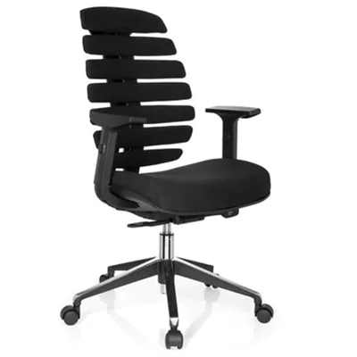 hjh OFFICE Bürodrehstuhl ERGO LINE II 45-55cm Synchronmechanik Rolle hart gebremst (für Teppichboden) Aluminium schwarz
