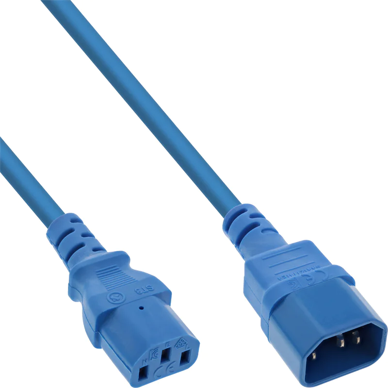 InLine 55er B-Pack Kaltgeräteverlängerung - C13/C14 - blau - 1m B-16501B