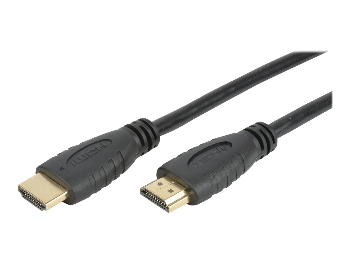 TECHly - Highspeed - HDMI-Kabel mit Ethernet - HDMI männlich zu HDMI männlich - 1 m - Doppelisolierung - Schwarz - geformt, 4K Unterstützung
