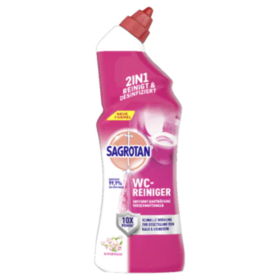 Sagrotan WC-Reiniger Blütenfrische pH-Wert: 1,5-1,9 Schräghalsflasche Kunststoff 0,75l